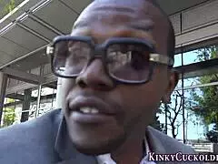 kinky wife dominates with heels and handjob on monster cock, leading to interracial blowjob and hardcore facial fuck. 😈