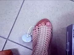 hey, wanna suck these sexy feet in the shoe shop?