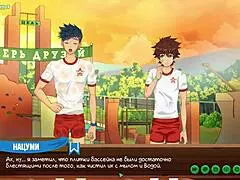 Game Friends Camp Ep 9: Natsumi Gets Juicy Blowjob with Russian Voice. Anime Twinks Heat Up the Night.