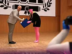 Bürosex-Szene mit vibrierendem Spiel im geilen 3D-Porno-Game