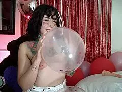 Daddy, inflate those balloons while masturbating with your tongue on small tits?