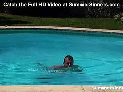 SummerSinners group pounds hard on balcony with shaved friends