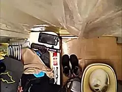 Mature mother-in-law bathing in shower