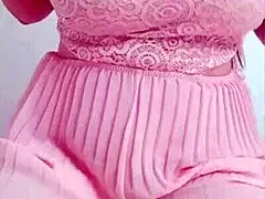 Young Student in Pink Dress Reveals Big Natural Tits for Bouncing Play