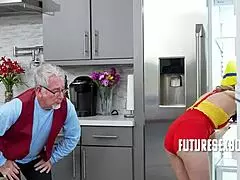 Old Man Controls Tiny Teen Robot for Wild Fucking