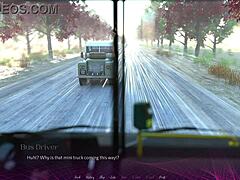 Mann slikker våt fitte på bussen i 3D-pornospill... helt vilt! 🚌