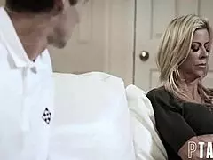 Alexis Fawx and Arya Fae enjoy the perfect stepson in a group doggystyle session with cum on ass