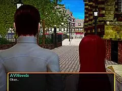 Redhead in homemade cartoon family