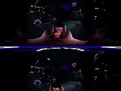 EvilEvr Presents Cyberpunk Alley Encounter with Stunning Karma Rx. She bends over in cosplay for intense action.