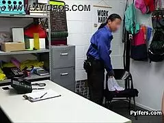 officer slides dick into perky suspect in hidden office cam