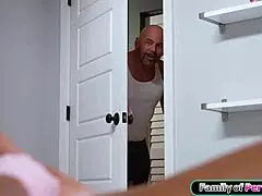 my asian stepdaughter flashes her small tits and shaved pussy to me