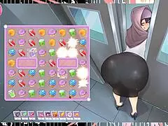 Tsundere milfin in hentai game, muslim boss stuck in elevator bare
