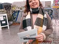 Chubby german milf with brown hair gets picked up on the street