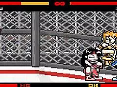 Brunette futanari battles in sex ring