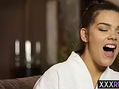 Horny perfect latina milf kimber woods massage cock before she sucked it