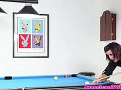 Tattooed Pierced Tgirl Wanks On Pooltable