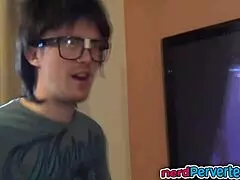 Incredibly Cute Ebony Princess SUCKING Nerd's COCK Hard