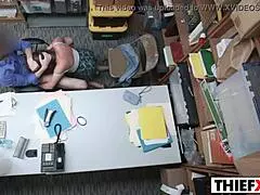 banging cute teen 18+ thief in garage office punishment