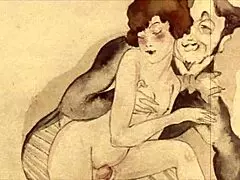 Explore this vintage erotic illustration from retro antique anime cartoon style in classic hentai form. It captures timeless artistic elements.