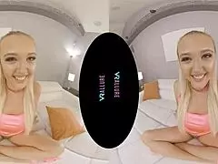 vrallure pretty in pink gets her shaved pussy toyed with