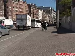 Punk Dutch Hooker Rides Tourist Cock in Fishnets