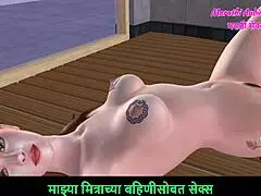 Teen 18+ girl masturbates with carrot in animated 3D porn.