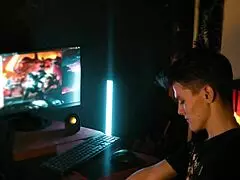 He got DISTRACTED from the game by her skinny posing and handjob leading to twink riding blowjob fucking.