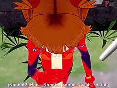asuka langley soryu from evangelion gets a blowjob and fucks in pov
