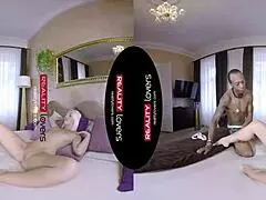 Realitylovers features black guy licking blonde pussy in vr