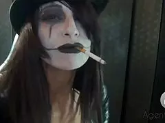 Goth Smoking with Big Tits