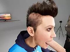 Sloppy deepthroat blowjob with big tits choking and gagging in 3d anime hentai animation trailer