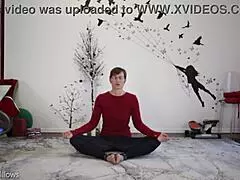 cute european russian milf in yoga lesson