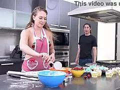 He relaxes as curvy blonde milf rides his cock with wet pussy in missionary