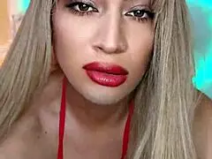 hot transsexual in red crossdressing