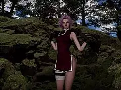 Sakura Shinobi Girl Dances Naked In Nature