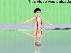 Anime Girl Swims In Small Micro Bikini With Nip Slip