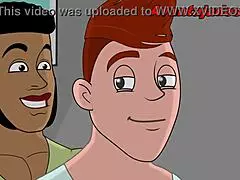 Animated gay character explores intimate desires in detailed cartoon scenes with bold moves.