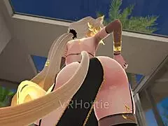 Watch this hot POV fuck at the beach house on vacation! Lap dance turns wild in VRChat ERP!