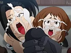 Two petite teens in My Hero Academia hentai cartoon