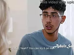 Virgin Dieogo aches seeing blonde MILF masturbate, desperate to join in