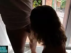 A Quickie Creampie Fucking In Front Of The Window