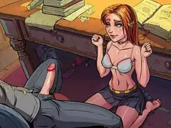 Innocent Ginny Weasley teen gives sloppy student blowjob