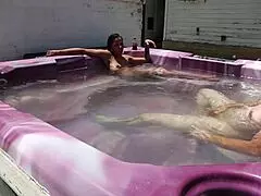 Dayanara says she's heating up the hot tub with her skinny body in the jacuzzi.