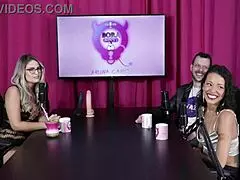 Teen fetish involves sucking finger while fucking pussy and passing steak on naked body in sheer lingerie