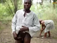 soft kind fucksy enjoyed doggy style with a chubby ebony woman in the bush