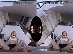 virtual taboo joystick brings shaved pussy blowjob in pov hardcore taboo handjob scene