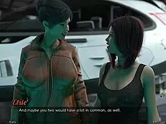 stranded in space episode 14 where this hot curvy milf flashes a nip slip in anime game 😏