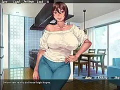 so i was fapping to my stepmom's friend in the kitchen when i got caught, bent over with condom on in this anime hentai