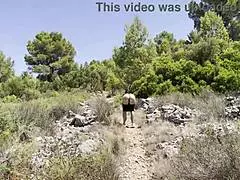 Young MILF goes horny hiking with mouth full of cum