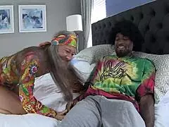 this stoner guy licks balls and takes monster big black cock in sloppy doggystyle blowjob